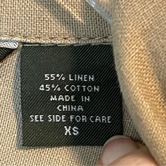 EDDIE BAUER khaki cotton linen blend military utility jacket size XS - Picture 6 of 6